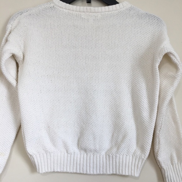 Nowadays Big Girls White Cotton Pull Over Knit Sweater - Picture 4 of 12